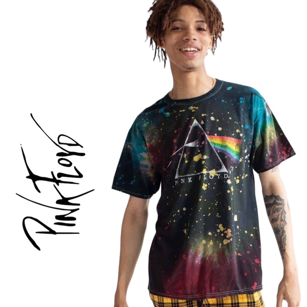 PINK FLOYD Men’s Rainbow Splatter Prism Short Sleeve Tee S